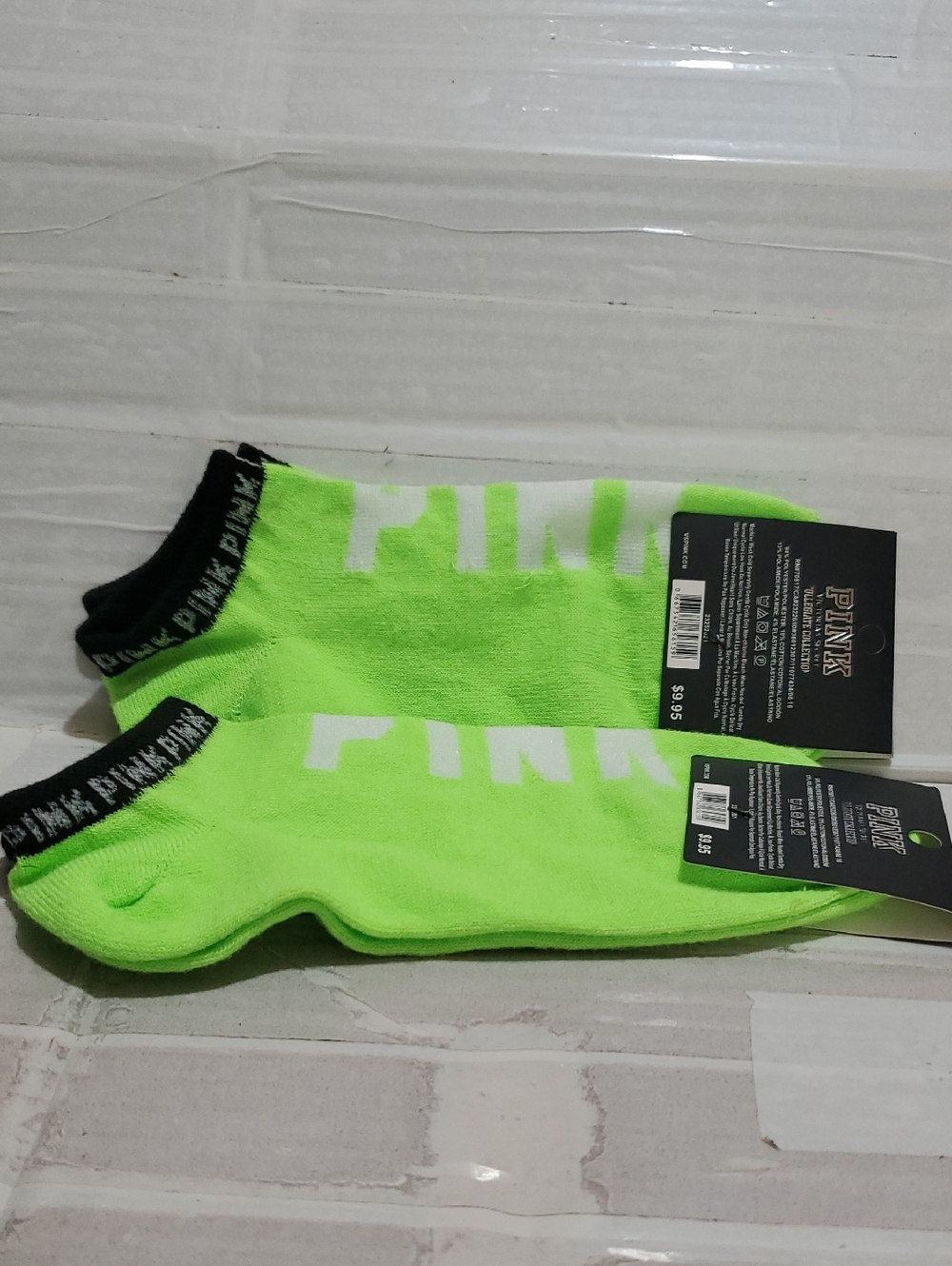 Set Of 2 PINK Victoria's Secret Neon Green Low-Cut Socks for Woman